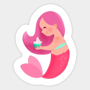 Mermaid with Cupcake Sticker